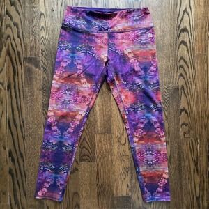 RBX Live Life Active Women's XL Purple Abstract Pixelated‎ Leggings Waist Pocket